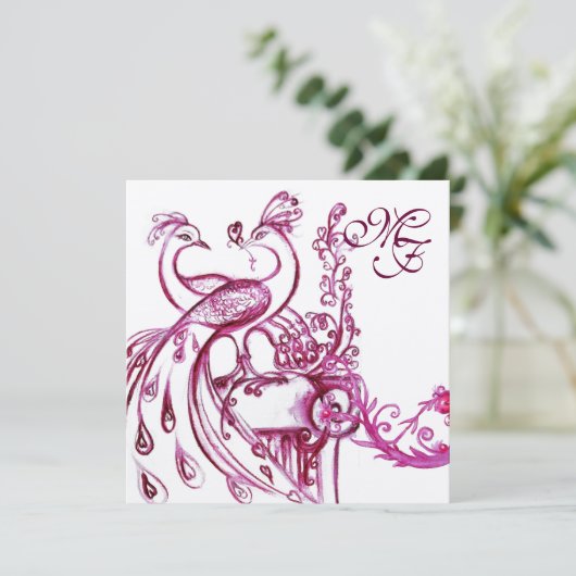 LOVE PAUWERS MONOGRAM Roze Witte Trouwkaarten Kaart (Staand voorkant)