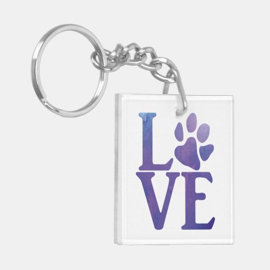 Love Paw Classic Paarse Sleutelhanger (Voorkant Links)