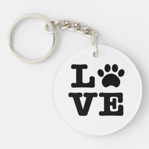Love Paw Print Acryl Sleutelhanger