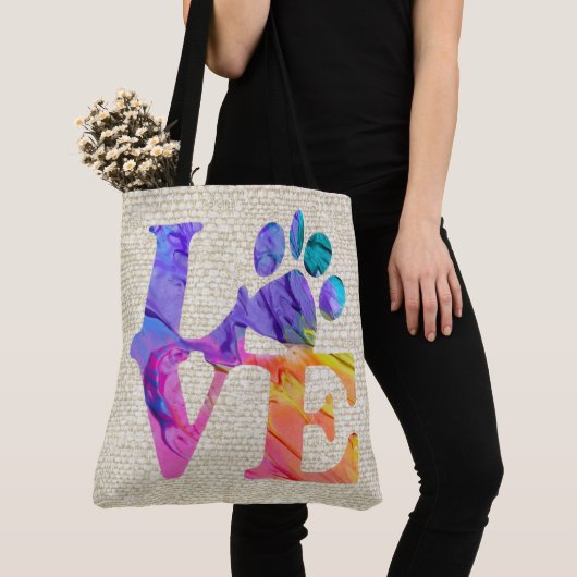 Love Paw Print Canvas tas (Dichtbij)
