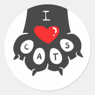 Love Paw Print - Kies achtergrondkleur Ronde Sticker