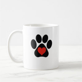 Love Paw Print met rood hart Mok