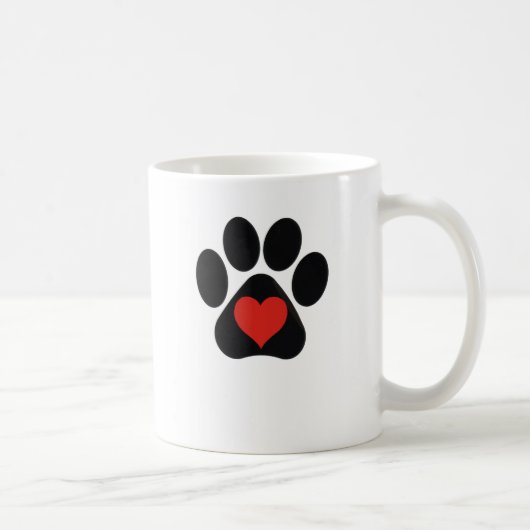 Love Paw Print met rood hart Mok (Rechts)