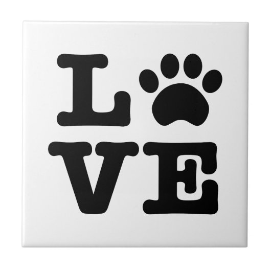 Love Paw Print Tile Tegeltje (Voorkant)
