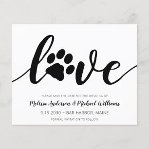 Love Paw Print Wedding Save the Date Briefkaart