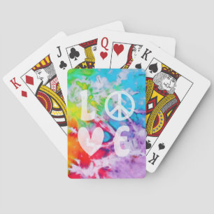 Love Peace Abstract Boho Waterverf Rainbow Batik Pokerkaarten