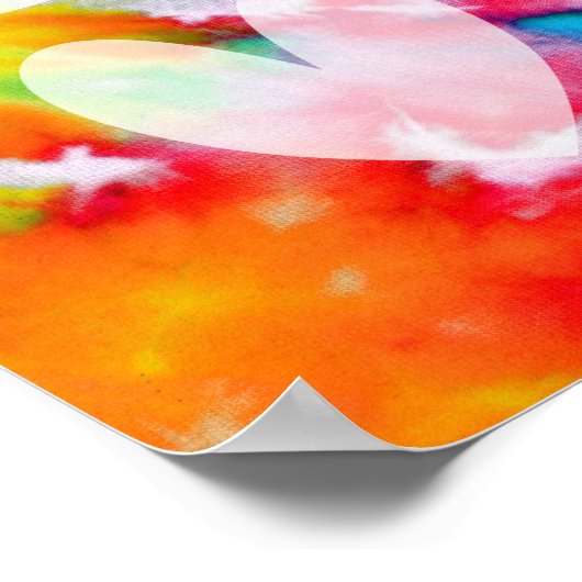 Love Peace Abstract Boho Waterverf Rainbow Batik Poster (Hoek)