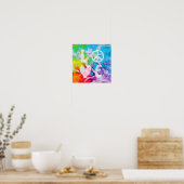 Love Peace Abstract Boho Waterverf Rainbow Batik Poster (Keuken)