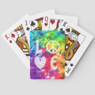 Love Peace Abstract Bright Rainbow Batik Tie Dye Pokerkaarten