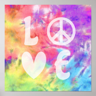 Love Peace Abstract Pastel Rainbow Batik Tie Dye Poster