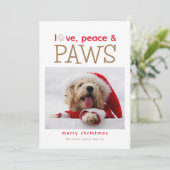 Love Peace and Paws Pet Kerstfeestay Card Feestdagenkaart (Staand voorkant)