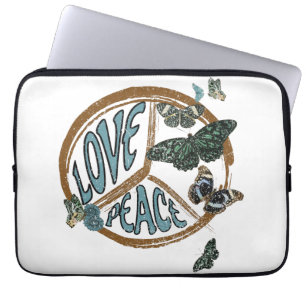 Love Peace Butterflies  Summer Hippie Laptop Sleeve