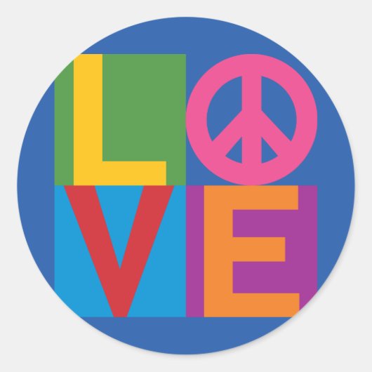 Love Peace Color Block Ronde Sticker (Voorkant)