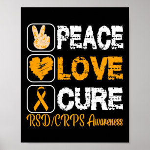 LOVE PEACE CURE RSD CRPS BEWUSTZIJN POSTER