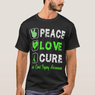 LOVE PEACE CURE RUGGENMERGLETSEL BEWUSTZIJN T-SHIRT