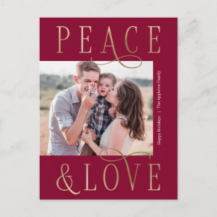 Love Peace Editable Color Photo Holiday Carte post