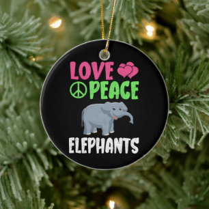 Love Peace Elephants Schattigee dierentuin Dieren  Keramisch Ornament
