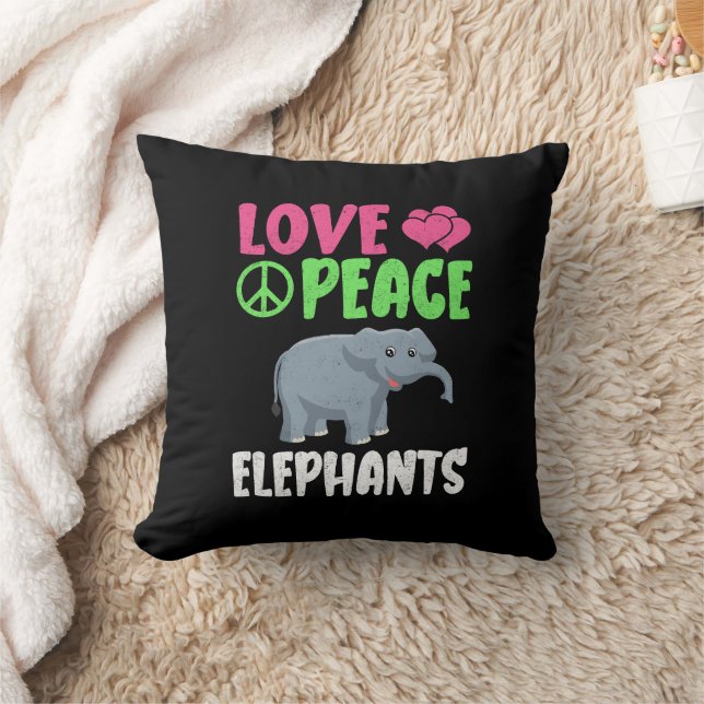 Love Peace Elephants Schattigee dierentuin Dieren  Kussen (Deken)