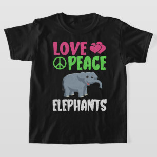 Love Peace Elephants Schattigee dierentuin Dieren T-shirt