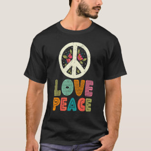 Love Peace Floral Peace Sign 60s 70s Costume Manne T-shirt