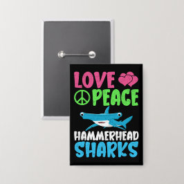 Love Peace Hammerhead Sharks Schattige Zee Animals Button