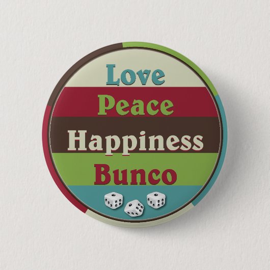 Love, Peace, Happiness Bunco Button (Voorkant)