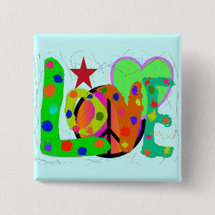 Love PEACE & Harmony T-Shirts and Gifts Vierkante Button 5,1 Cm