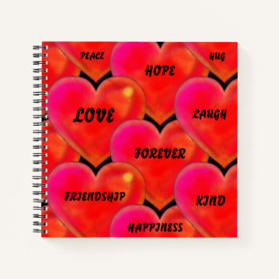 Love Peace Hope Happiness Motivation Heart Hug Notitieboek
