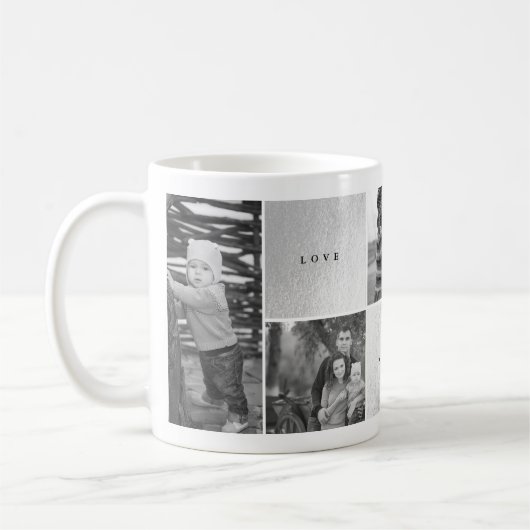 Love Peace Joy Blocks Photo Collage Holiday Mug (Gauche)