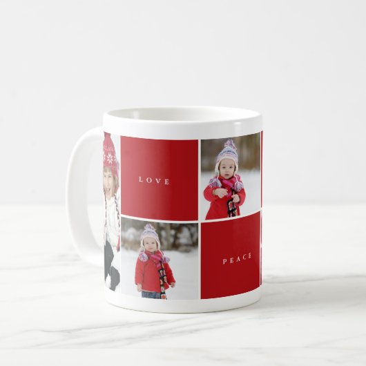 Love Peace Joy Couleur Blocs Photo Collage Mug (Devant gauche)