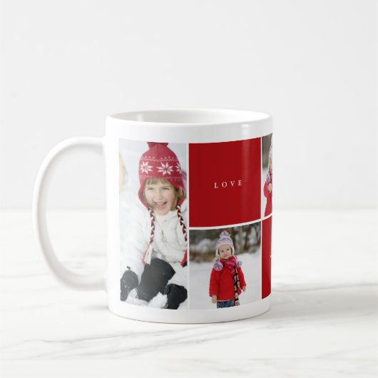 Love Peace Joy Couleur Blocs Photo Collage Mug (Gauche)
