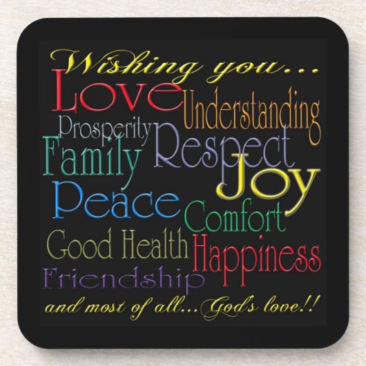 Love Peace Joy Happiness Cork Onderzetter (Voorkant)