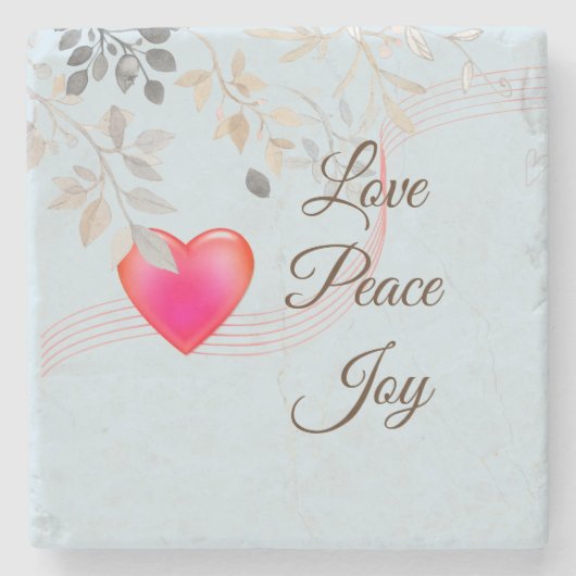 Love Peace Joy II Stenen Onderzetter (Voorkant)