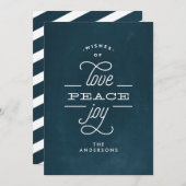 LOVE PEACE JOY Marine Chalk Carte de Noël (Devant / Derrière)