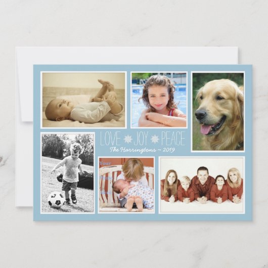 Love Peace Joy Photos de famille Carte de Noël (Devant)
