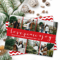 Love Peace Joy Red Band Modern 6 Photo Collage