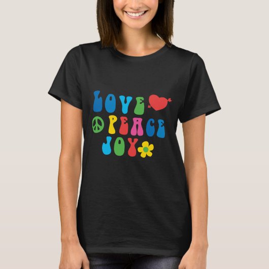 Love Peace Joy Retro Basic T-shirt Femme (Devant)