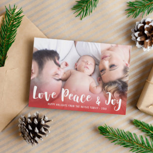 Love Peace & Joy Rode Kerst Foto Feestdagenkaart