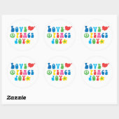 Love Peace Joy Stickers ronds, Glossy (Feuille)
