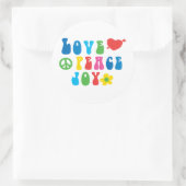 Love Peace Joy Stickers ronds, Glossy (Sac)