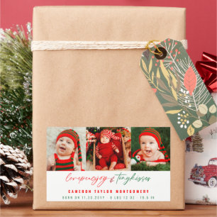 Love Peace Joy Tiny Kisses Baby's 1e Kerstmis Rechthoekige Sticker