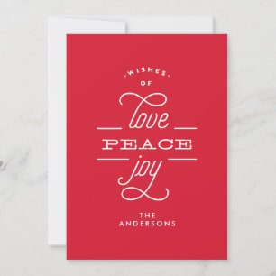 LOVE PEACE JOY voor jou Kerstvakantie Kaart