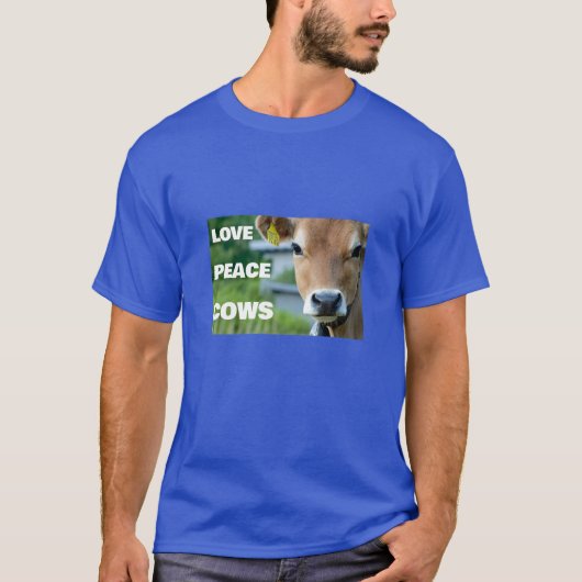 Love Peace Koeien (donker) T-shirt (Voorkant)