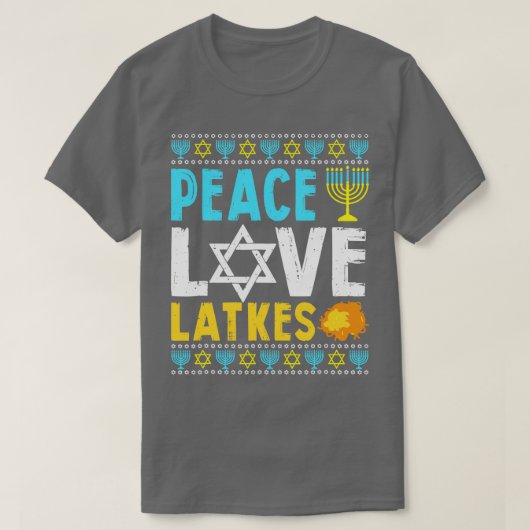 Love Peace Latkes Hanukkah Chanukah Jewish T-shirt (Design voorkant)