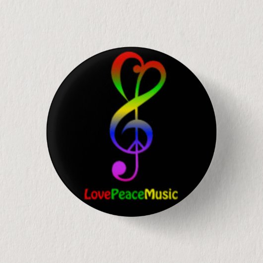 Love Peace Music Round Button (Voorkant)