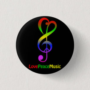 Love Peace Music Round Button