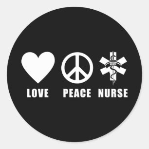 Love Peace Nurse Ronde Sticker