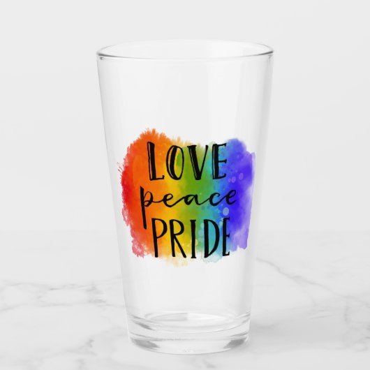 Love Peace Pride Glas (Voorkant)