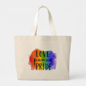 Love Peace Pride Grote Tote Bag (Achterkant)