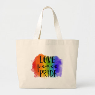 Love Peace Pride Grote Tote Bag